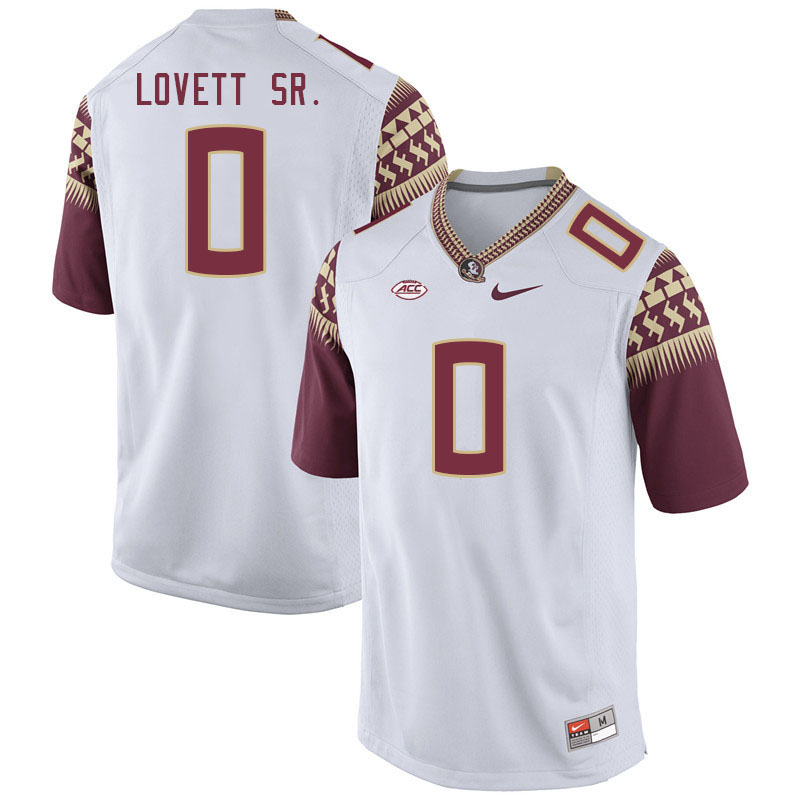 Men #0 Fabien Lovett Sr. Florida State Seminoles College Football Jerseys Stitched-White